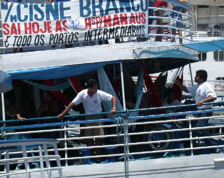 Hammocks on a riverboat