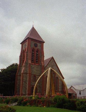  Christ Church and Whalebone Arch in Port Stanley, Falkland Islands 